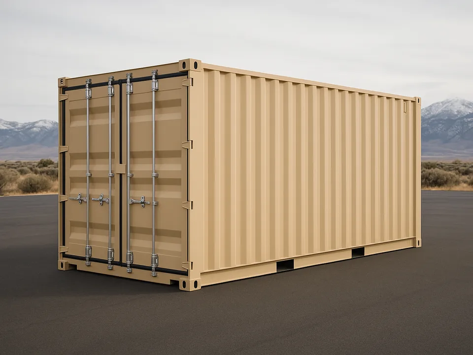 20 ft Standard One Trip shipping container, 20 x 8 x 8.5 ft, tan