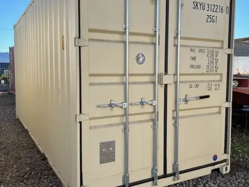 20' High Cube One Trip, tan, in the Reno yard