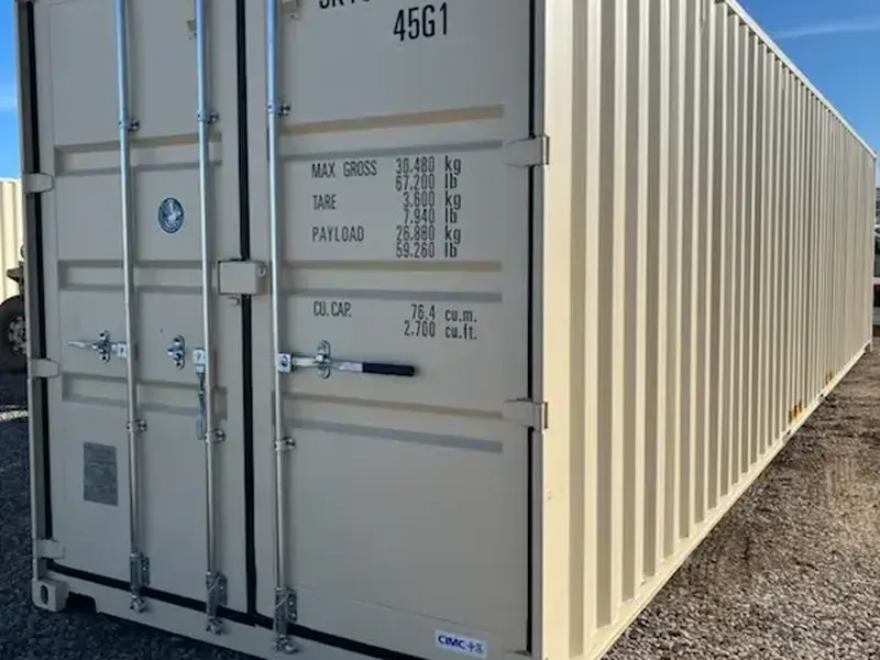 40' High Cube One Trip, tan, in the Reno yard